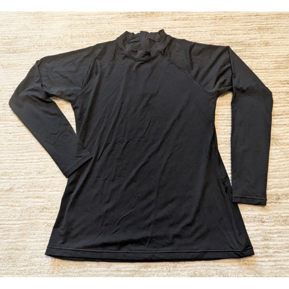 Athleta North Point Rash Guard Womens Sz XL Black Long Sleeve Surf Beach Swim